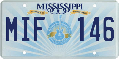 MS license plate MIF146