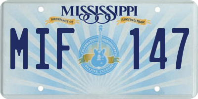 MS license plate MIF147