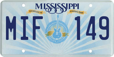 MS license plate MIF149