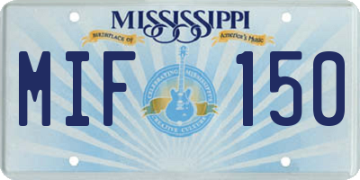 MS license plate MIF150
