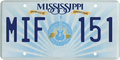 MS license plate MIF151