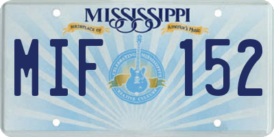 MS license plate MIF152