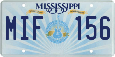 MS license plate MIF156