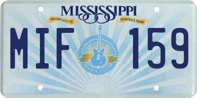 MS license plate MIF159