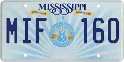 MS license plate MIF160