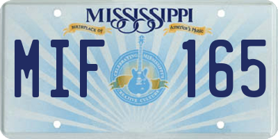 MS license plate MIF165