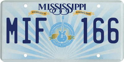 MS license plate MIF166