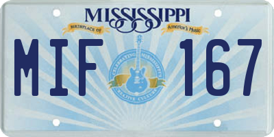 MS license plate MIF167