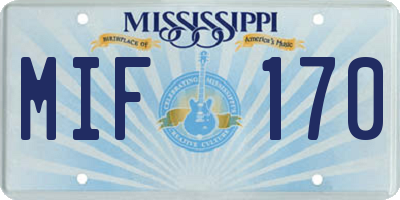 MS license plate MIF170