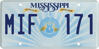 MS license plate MIF171