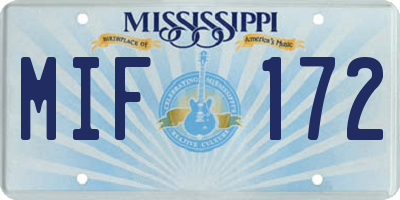 MS license plate MIF172