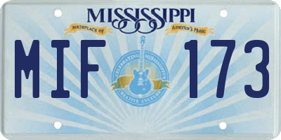 MS license plate MIF173