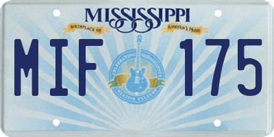 MS license plate MIF175