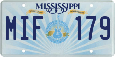 MS license plate MIF179