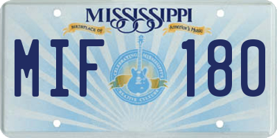 MS license plate MIF180