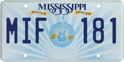 MS license plate MIF181
