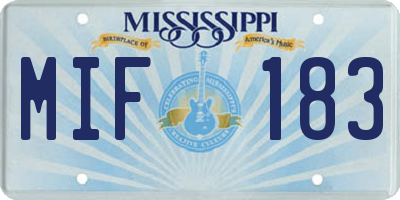 MS license plate MIF183