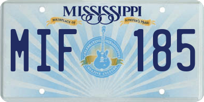 MS license plate MIF185