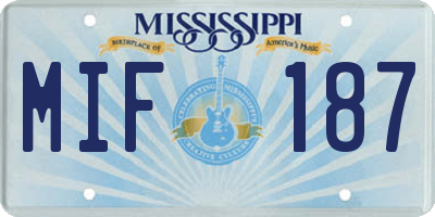 MS license plate MIF187