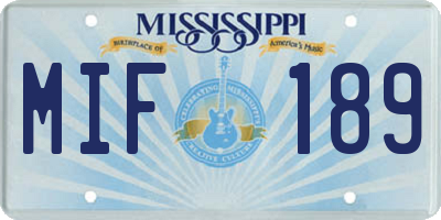 MS license plate MIF189