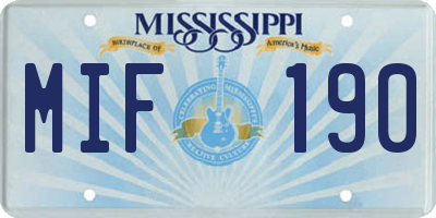 MS license plate MIF190