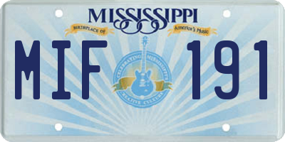 MS license plate MIF191