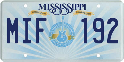 MS license plate MIF192