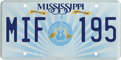 MS license plate MIF195