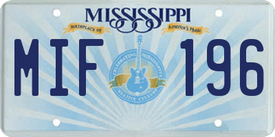MS license plate MIF196
