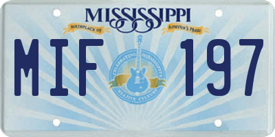 MS license plate MIF197