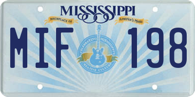 MS license plate MIF198