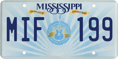 MS license plate MIF199