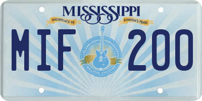 MS license plate MIF200