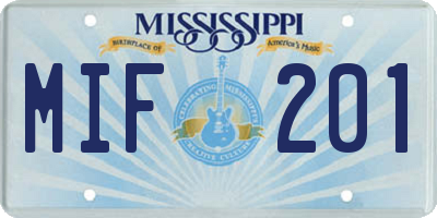 MS license plate MIF201