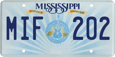 MS license plate MIF202