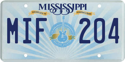 MS license plate MIF204