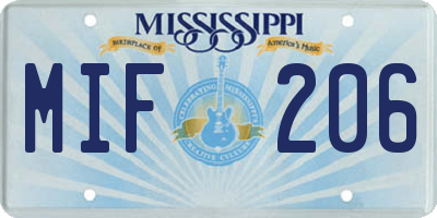 MS license plate MIF206
