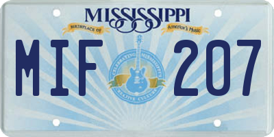 MS license plate MIF207
