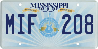 MS license plate MIF208