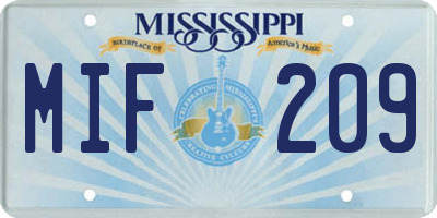 MS license plate MIF209