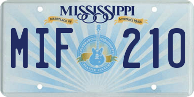 MS license plate MIF210