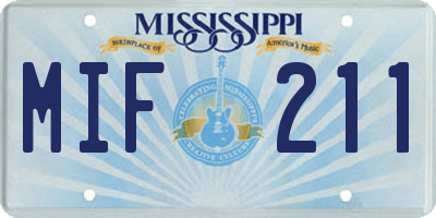 MS license plate MIF211