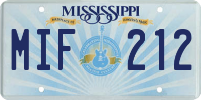 MS license plate MIF212