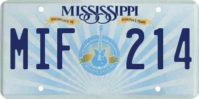MS license plate MIF214