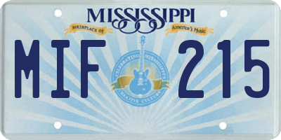 MS license plate MIF215