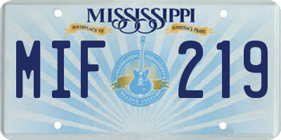MS license plate MIF219