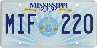 MS license plate MIF220
