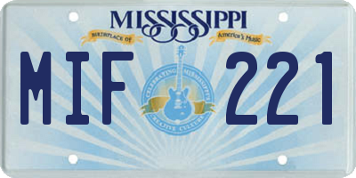 MS license plate MIF221