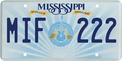 MS license plate MIF222