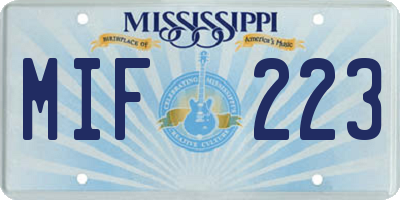MS license plate MIF223
